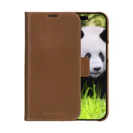 Dbramante Funda Libro con Tapa para Apple iPhone 16e (6.1") - Cuero de Grano Entero Marrón - Compatible con MagSafe - 3 Bolsillos para Tarjetas