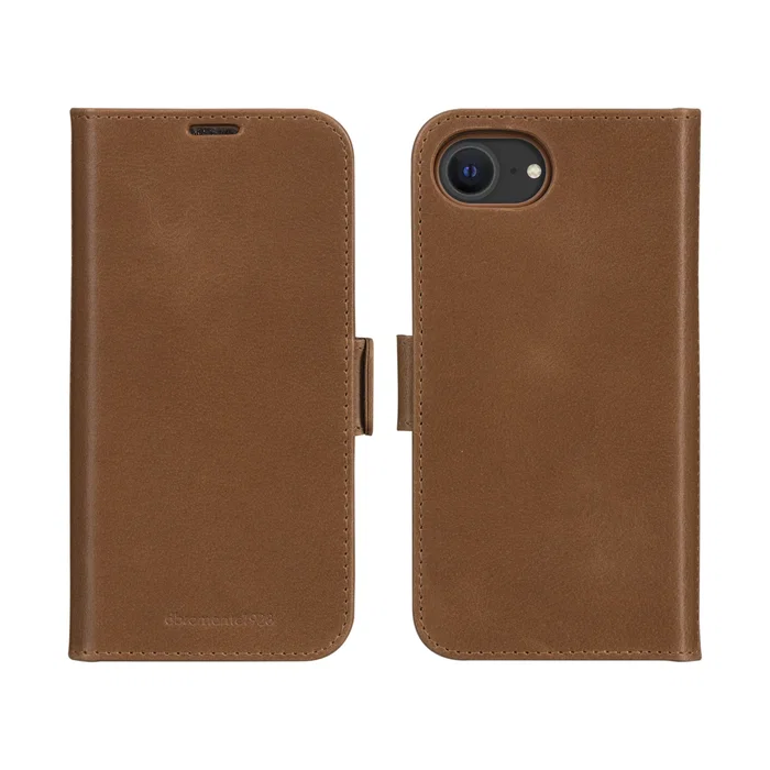 Dbramante Funda Libro con Tapa para Apple iPhone 16e (6.1") - Cuero de Grano Entero Marrón - Compatible con MagSafe - 3 Bolsillos para Tarjetas
