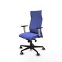 PIQUERAS Y CRESPO Sillón Albacete con Mecanismo Sincro, Tela Azul Claro, Base Nailon Negra, Brazos 1D, Ruedas 65mm