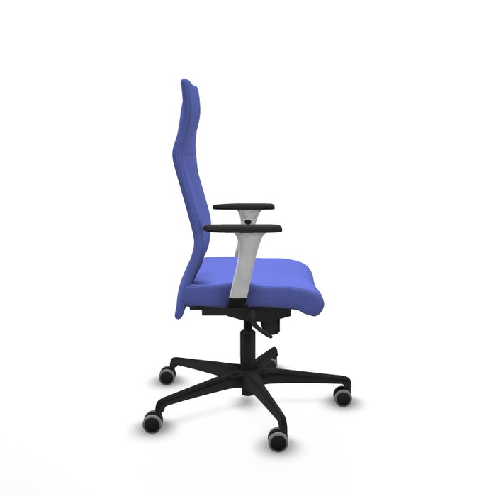 PIQUERAS Y CRESPO Sillón Albacete con Mecanismo Sincro, Tela Azul Claro, Base Nailon Negra, Brazos 1D, Ruedas 65mm