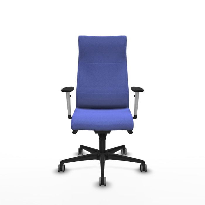 PIQUERAS Y CRESPO Sillón Albacete con Mecanismo Sincro, Tela Azul Claro, Base Nailon Negra, Brazos 1D, Ruedas 65mm