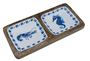 DKD Home Decor Vaciabolsillos Colección Caballito de mar 26, Mediterráneo, Lacado Blanco y Azul, Madera, 10x2.5x20 cm - Lote de 4 Unidades