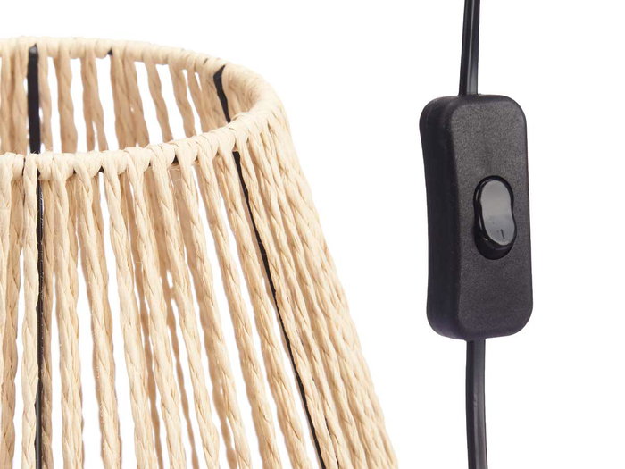 Giftdecor Lámpara de Sobremesa Piramidal con Cuerda, Metal y Papel, Color Negro/Marrón, 22x26x22 cm, 40W E27 (Bombilla no incluida) (Set de 4)