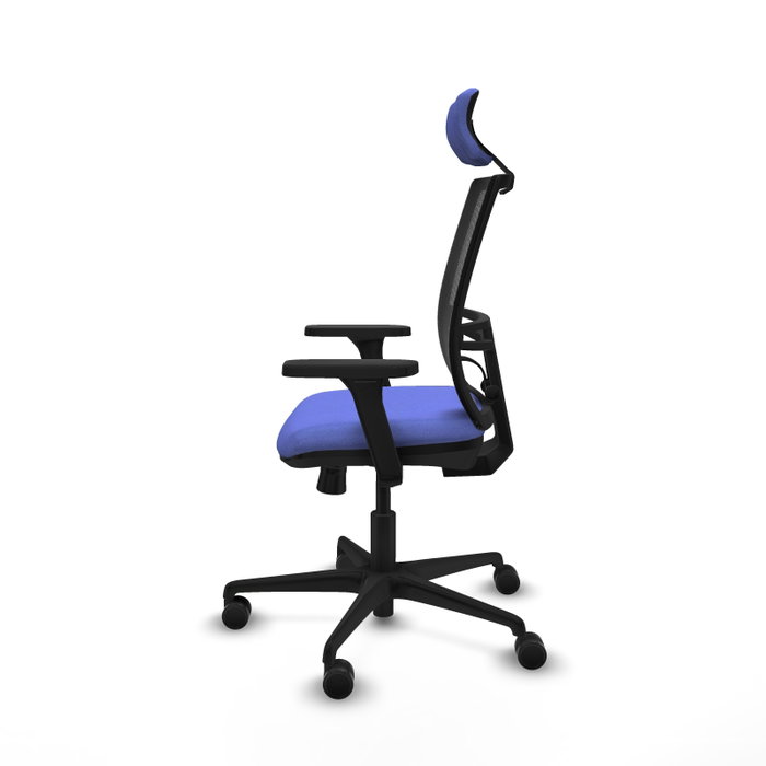 PIQUERAS Y CRESPO Silla de oficina Yunquera con mecanismo Sincro/Traslack, Azul claro y Negro