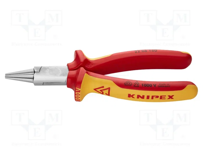 KNIPEX Alicates de punta redondeada con aislamiento 1kV AC, 160mm KNIPEX Alicates de punta redondeada con aislamiento 1kV AC, 160mm