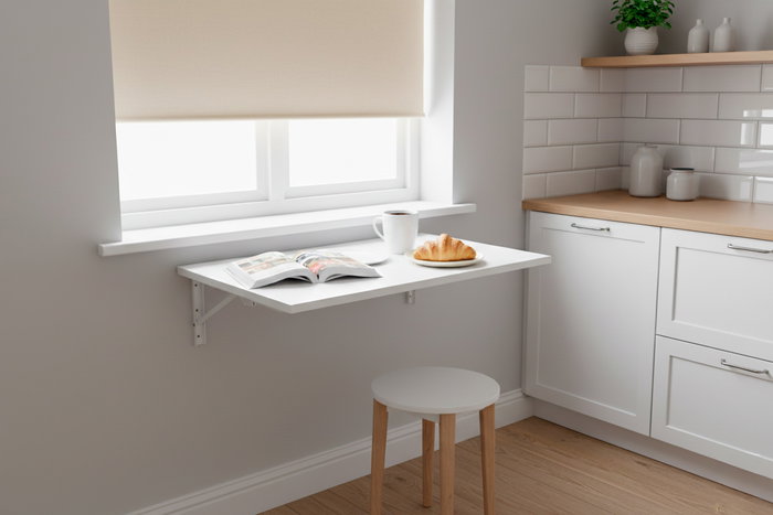 Inde Mesa de Pared Plegable para Espacios Reducidos, 80 x 40 cm, Color Blanco (4 Unidades)