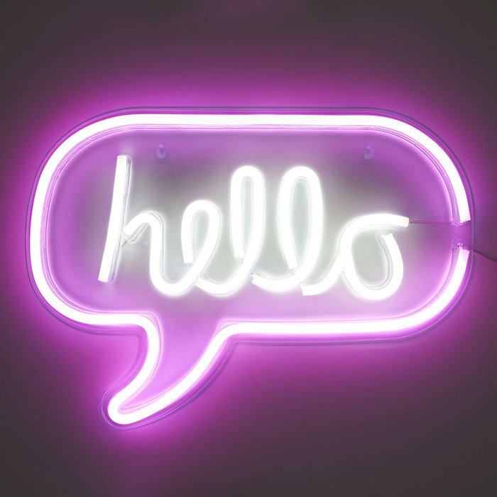 Home Deco Factory Lámpara LED Neon "Hello" con Efecto Neón 220 Leds USB 43x2x31 cm Home Deco Factory Lámpara LED Neon "Hello" con Efecto Neón 220 Leds USB 43x2x31 cm