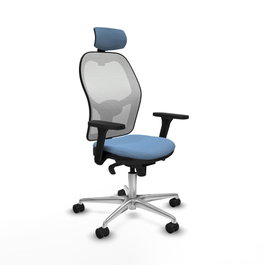 PIQUERAS Y CRESPO Silla de oficina Jorquera con mecanismo sincro, Azul cielo y Blanco