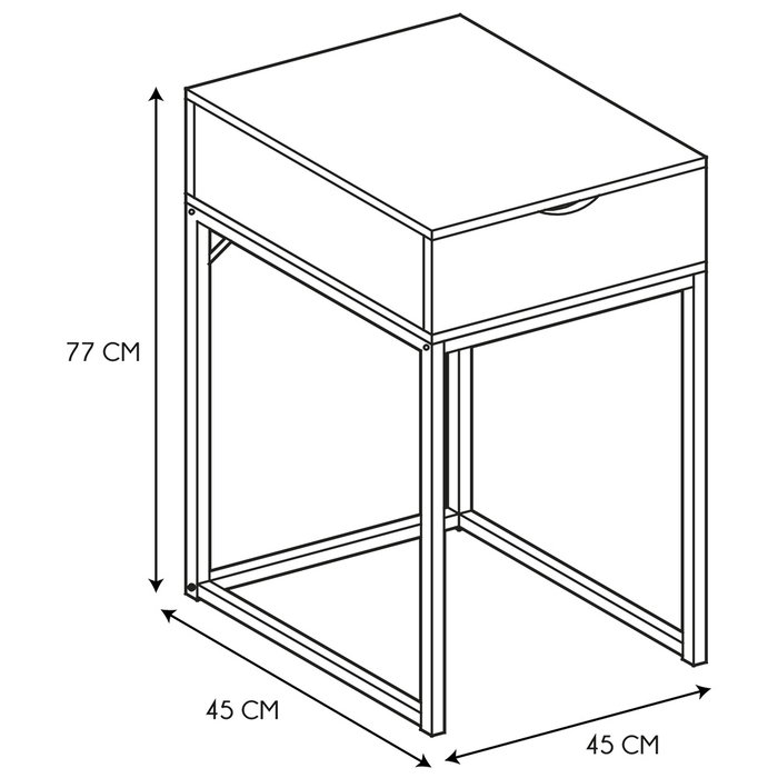 Home Deco Factory Tocador Industriel con Tapa Espejo Joyero Estilo Industrial Medidas 45x45x77 cm