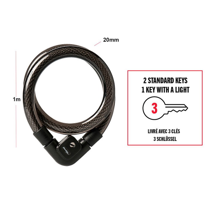 Master Lock Cable de acero trenzado con cubierta de PVC, ø2,5 x 100 cm