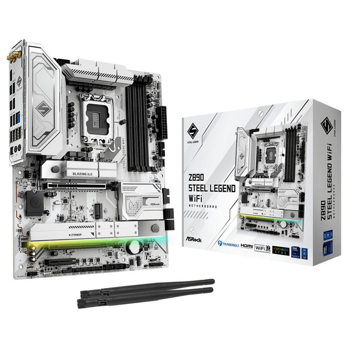 ASRock Z890 Steel Legend WiFi, Placa Base Intel Z890 LGA 1851, ATX, DDR5 hasta 256GB, Wi-Fi 7, Bluetooth 5.4, RAID, 2.5GbE, PCIe 5.0, Blanco ASRock Z890 Steel Legend WiFi, Placa Base Intel Z890 LGA 1851, ATX, DDR5 hasta 256GB, Wi-Fi 7, Bluetooth 5.4, RAID, 2.5GbE, PCIe 5.0, Blanco