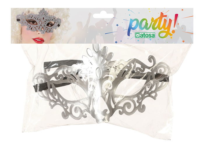 Antifaz Plata Carnaval Mujer Elegante Veneciano Fiesta