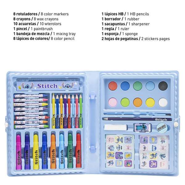 Cerdá Set Papelería Coloreable Caja Stitch Azul claro Cerdá Set Papelería Coloreable Caja Stitch Azul claro