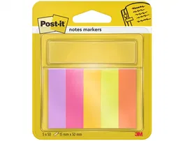 Post-it Bloc de Notas Adhesivas Mininotas Energetic Colour, 15 x 50 mm, 50 Hojas, Pack 5 Unidades