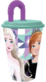 Disney Frozen Vaso Easy Sport 430 mL CZ11363 para Niños con Tapa y Pajita Reutilizable