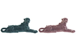 DKD Home Decor Figura de Resina Leona Flocado Surtido de 2 Unidades
