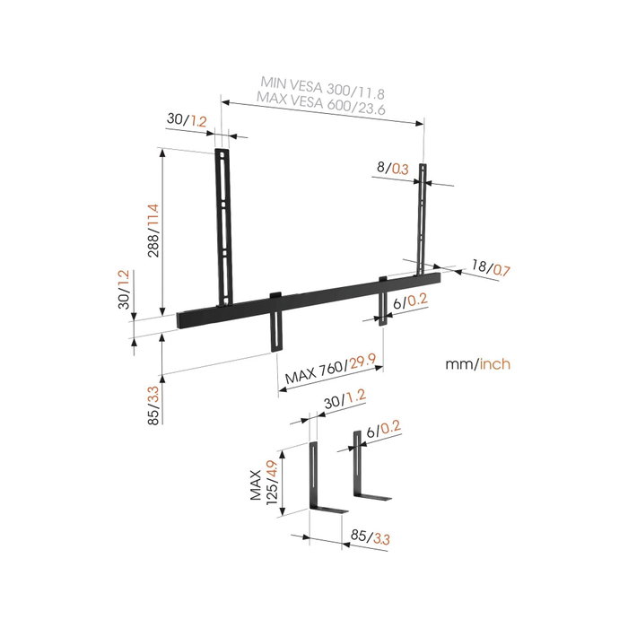 Vogels SOUND 3550 Soporte para Barra de Sonido Negro