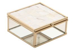 DKD Home Decor Joyero Blanco Dorado Cristal y Metal 10 x 5 x 11 cm (4 Unidades)