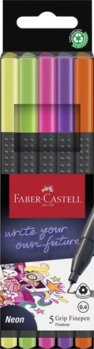 Rotulador Fibra Faber-Castell Grip Finepen 1516 Pack De 5 Colores Neon Rotulador Fibra Faber-Castell Grip Finepen 1516 Pack De 5 Colores Neon