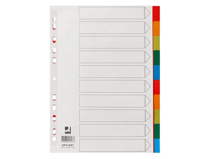 Q-connect Separador Plástico Juego de 10 Separadores DIN A4 Multitaladro Q-connect Separador Plástico Juego de 10 Separadores DIN A4 Multitaladro