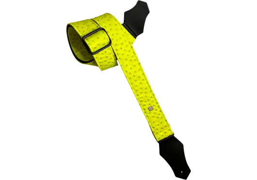 GETM Correa para Guitarra y Bajo Ostrich Yellow, Ajustable hasta 165 cm, Polipiel, Nylon y Piel, Color Amarillo