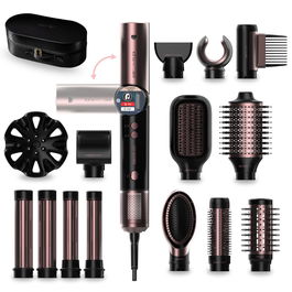 Cecotec Cepillo Moldeador AirGlam 14in1 Flex, 14 accesorios, 1400W, función flex, negro