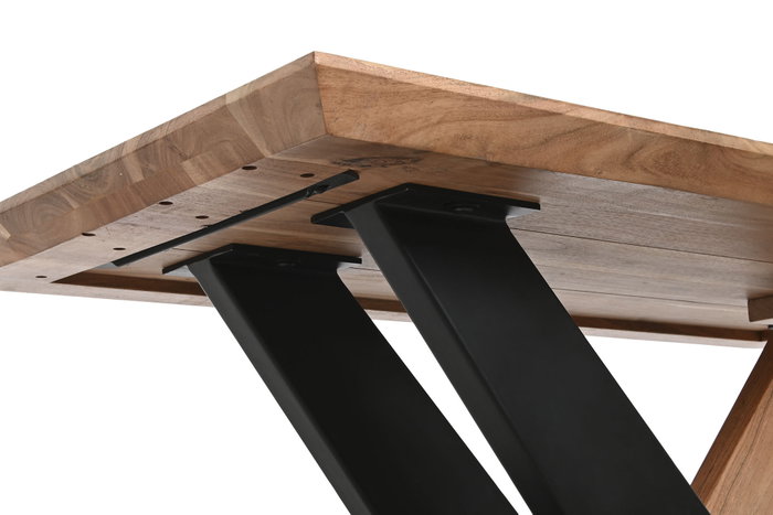 DKD Home Decor Mesa de Centro de Acacia y Metal 115x60x45