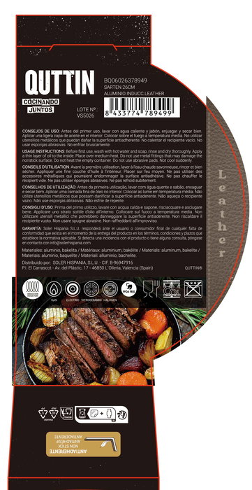 Inde Sarten 26 cm Aluminio Induccion Leather Quttin (6 Unidades)