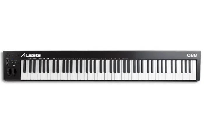 Alesis Q88 Mkii Controlador de Teclado USB-MIDI de 88 Teclas Semiponderadas y Sensibles a la Velocidad con Ruedas de Modulación, Pitch Bend y Salida MIDI