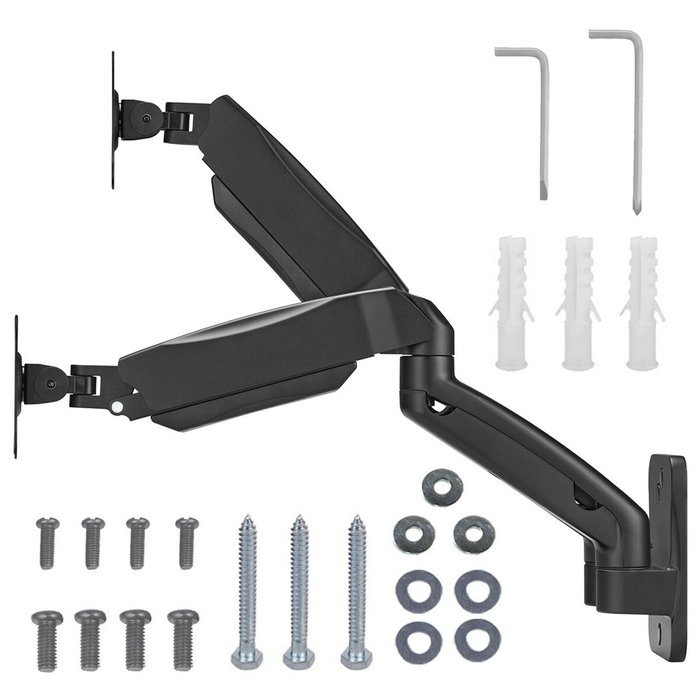 Maclean mc-988 soporte de pared para dos monitores, pantallas de 17-32'', sporte doble, muelle mecÁnico, carga max. 9 kg