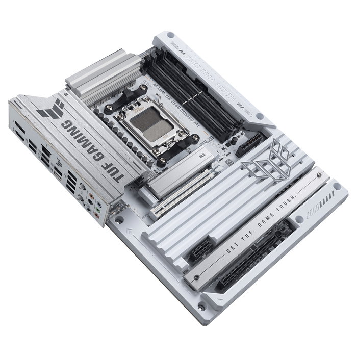 ASUS Placa Base TUF GAMING B850-BTF WiFi W ATX AMD AM5 para Ryzen 7000/8000/9000 Series, DDR5 8000 MHz hasta 256 GB, Wi-Fi 7, Bluetooth 5.4, Color Blanco