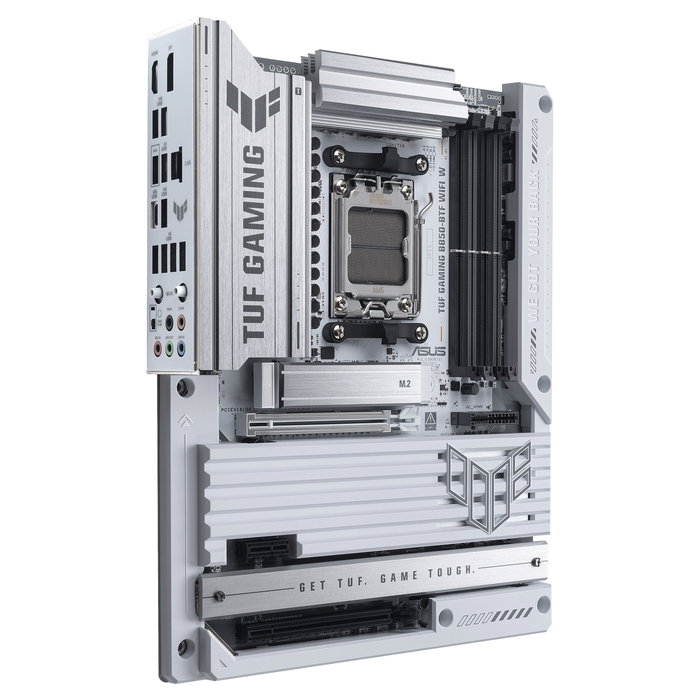 ASUS Placa Base TUF GAMING B850-BTF WiFi W ATX AMD AM5 para Ryzen 7000/8000/9000 Series, DDR5 8000 MHz hasta 256 GB, Wi-Fi 7, Bluetooth 5.4, Color Blanco