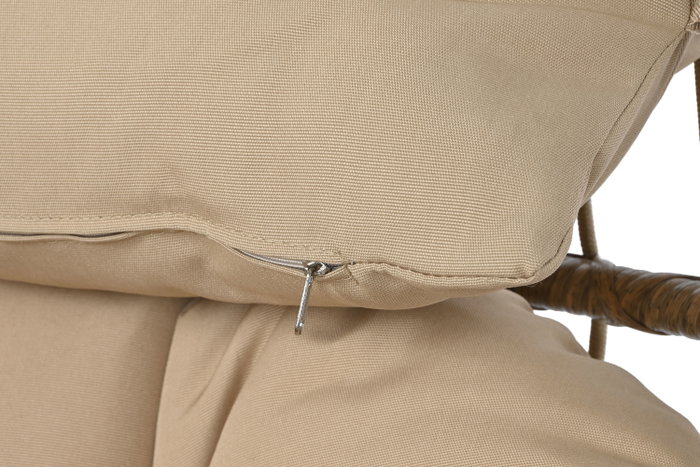DKD Home Decor Sillón Colgante Terraza y Jardín Ratán Sintético/Aluminio Marrón Claro/Oscuro con Cojines Plegable Doble 61 x 117 x 130 cm DKD Home Decor Sillón Colgante Terraza y Jardín Ratán Sintético/Aluminio Marrón Claro/Oscuro con Cojines Plegable Doble 61 x 117 x 130 cm