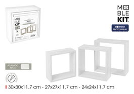 Inde Set 3 Estantes Flotantes 30 cm, 27 cm, 24 cm Blanco Moblekit (4 Unidades)