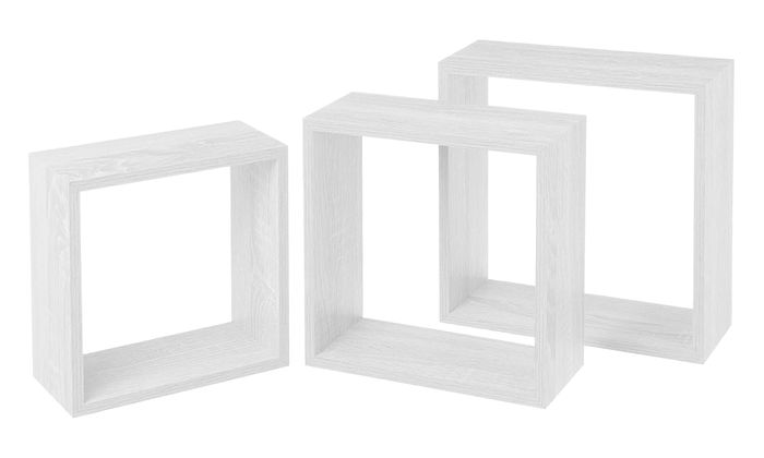 Inde Set 3 Estantes Flotantes 30 cm, 27 cm, 24 cm Blanco Moblekit (4 Unidades)