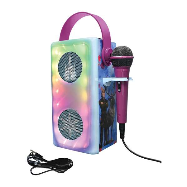 Lexibook Altavoz Bluetooth Frozen con Micrófono y Efectos de Luz, 13 x 33 x 13 cm, para Mayores de 3 Años