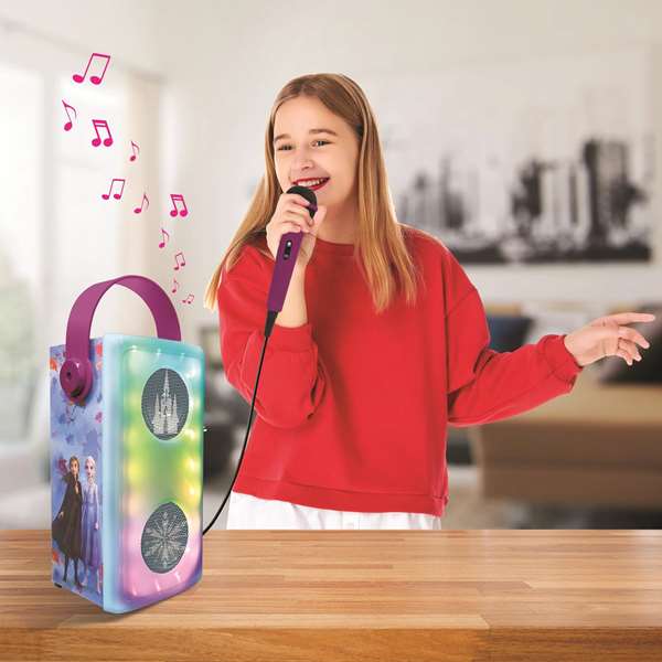 Lexibook Altavoz Bluetooth Frozen con Micrófono y Efectos de Luz, 13 x 33 x 13 cm, para Mayores de 3 Años