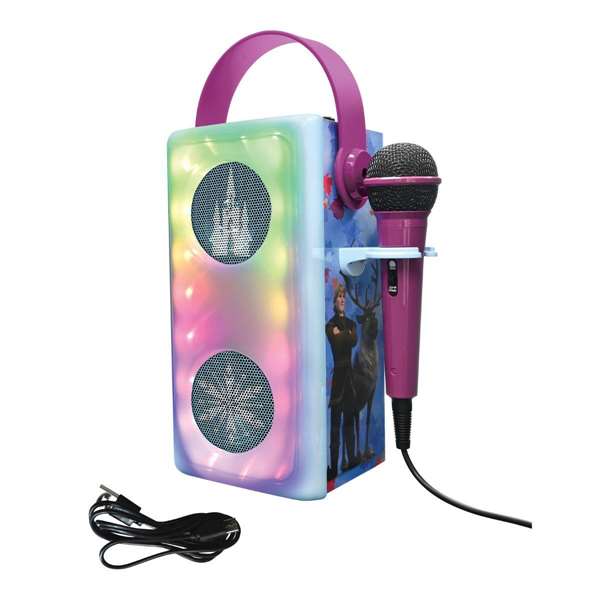 Lexibook Altavoz Bluetooth Frozen con Micrófono y Efectos de Luz, 13 x 33 x 13 cm, para Mayores de 3 Años