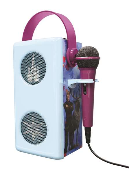 Lexibook Altavoz Bluetooth Frozen con Micrófono y Efectos de Luz, 13 x 33 x 13 cm, para Mayores de 3 Años