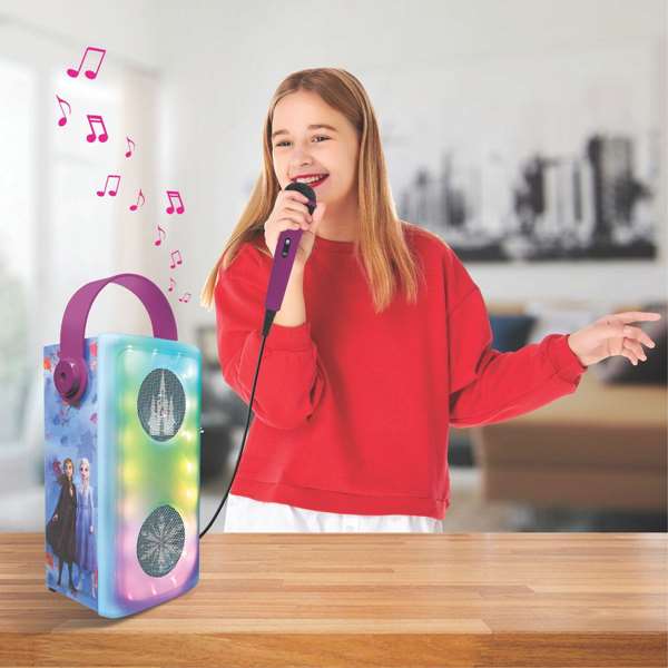 Lexibook Altavoz Bluetooth Frozen con Micrófono y Efectos de Luz, 13 x 33 x 13 cm, para Mayores de 3 Años