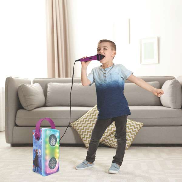 Lexibook Altavoz Bluetooth Frozen con Micrófono y Efectos de Luz, 13 x 33 x 13 cm, para Mayores de 3 Años