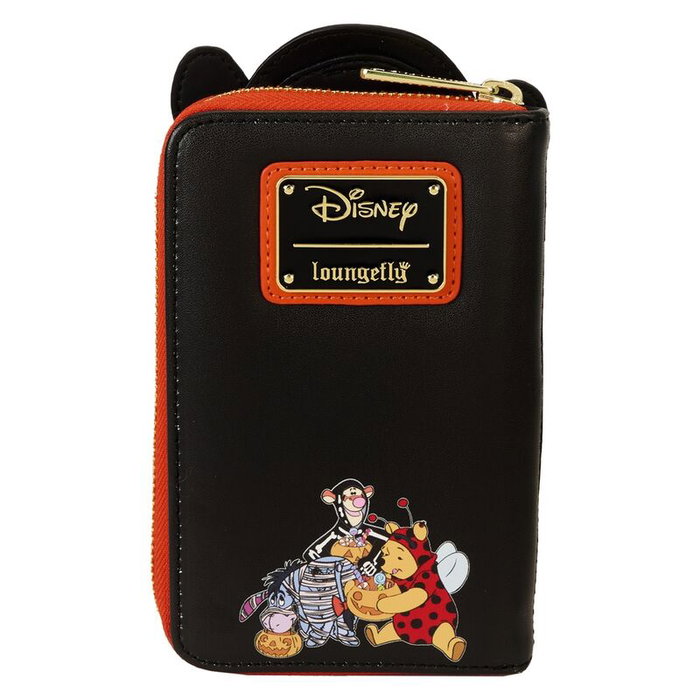 Loungefly Cartera Skeleton Tigger Winnie the Pooh Disney Billetera Piel Vegana Cierre Cremallera Herrajes Dorados Ranuras Tarjetas Ventana ID Detalles Relieve Bordados Estampados