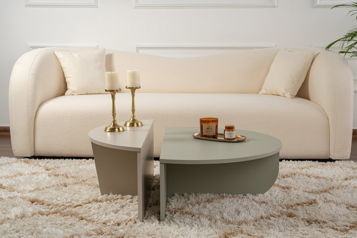 Nordure Mesa de Café Orion Verde Ceniza, Arenisca, 90x30x60cm y 85x35x30cm