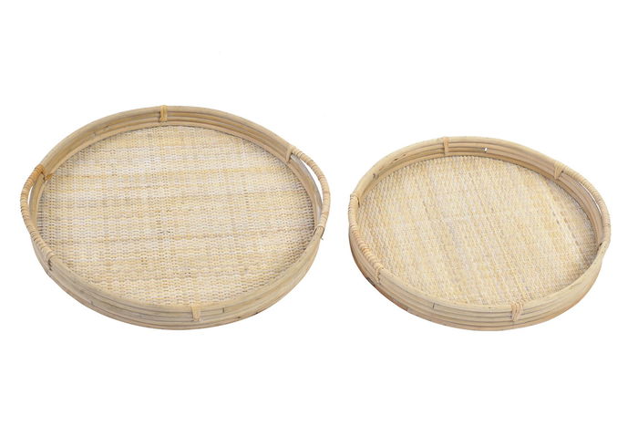DKD Home Decor Bandeja Balines Ratán Natural 46 x 5.5 x 50.5 cm Set de 2 Unidades