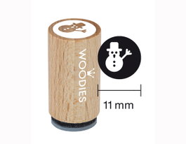 Woodies Sello mini de madera y caucho muñeco de nieve 15x25mm