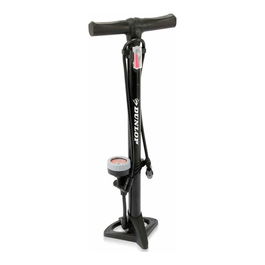 Dunlop Bomba de Pie para Bicicletas con Manómetro Analógico, Boquilla Doble y 11 bar