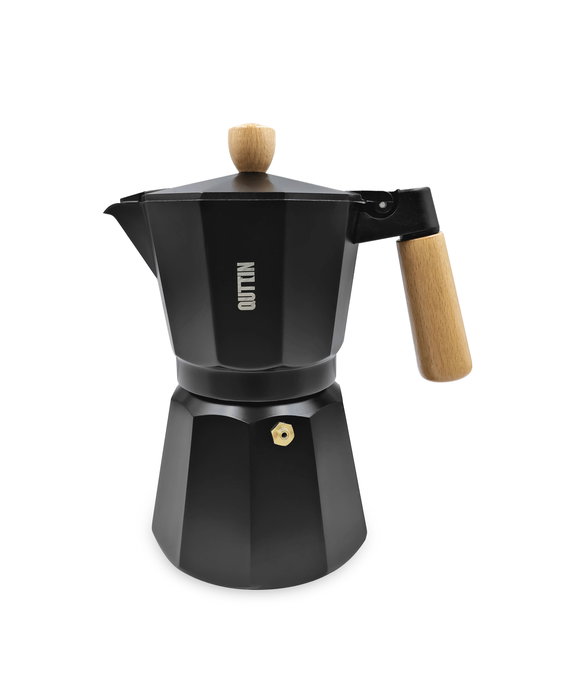 Quttin Cafetera de Aluminio para 6 Servicios Inducción Mango de Madera (6 Unidades)