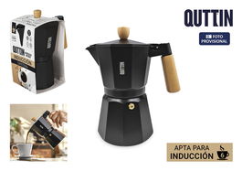 Quttin Cafetera de Aluminio para 6 Servicios Inducción Mango de Madera (6 Unidades)