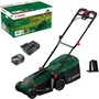 Bosch ROTAK18V-32 Cortacésped inalámbrico, Ancho de corte 32 cm, Incluye bolsa recolectora 35 L, función mulching, batería y cargador