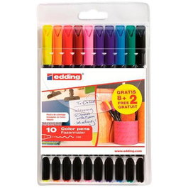 Edding Rotulador 1200 Punta Fina, Estuche con 8 Rotuladores + 2 Gratis